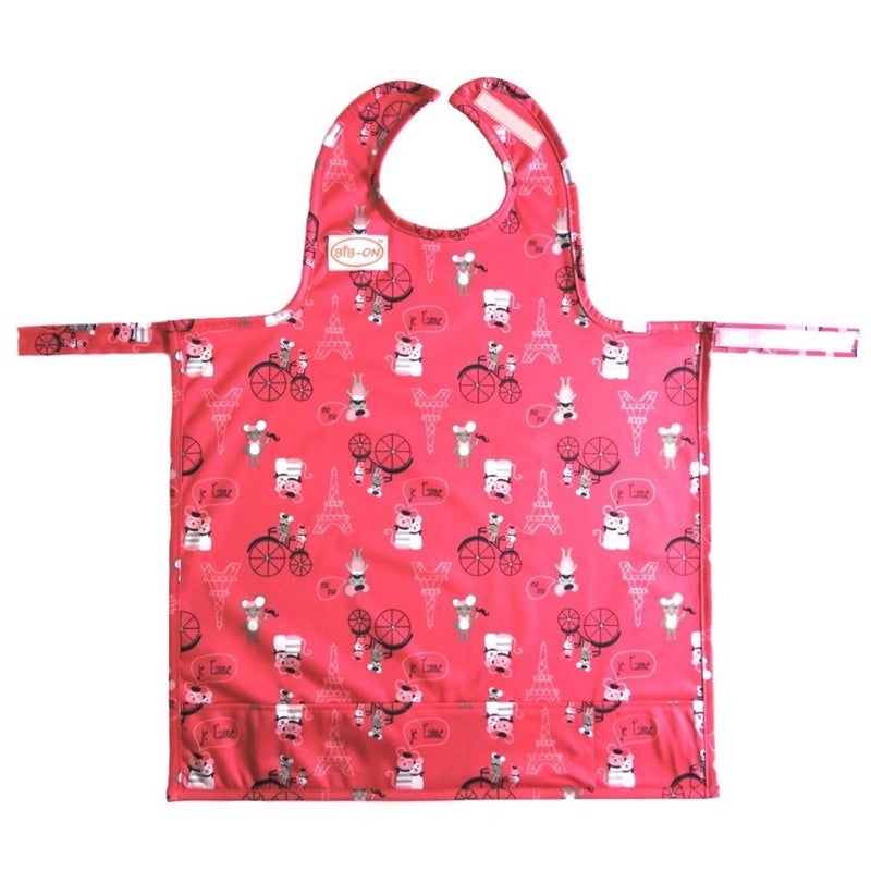 BIB-ON, Full-Coverage Bib and Apron Combination for Infant, Baby, Toddler Ages 0-4. (French Mice) - Image 1